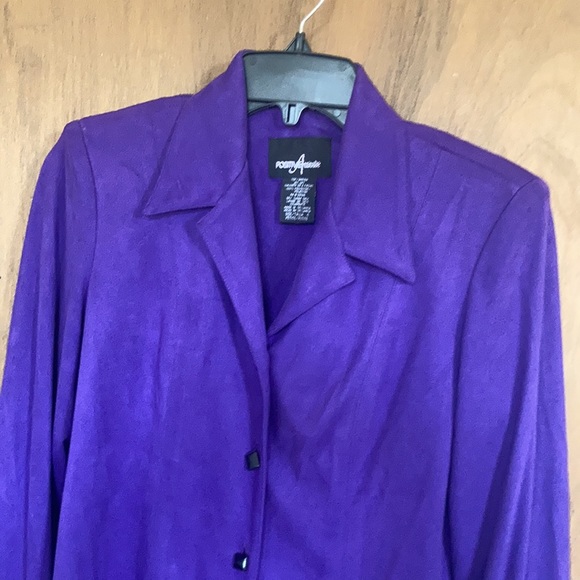 Vintage purple office jacket with shoulder pads petite - Picture 4 of 14